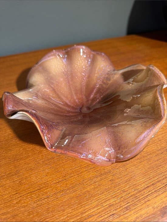 Murano Other - Murano Art Glass Brown and Gold Flaked Ashtray